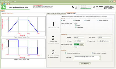 PBA Systems Motor Sizer Application